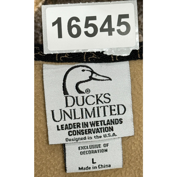 Ducks Unlimited Jacket Mens Large Tan Fleece Camo Full Zip Lightweight Hunting - Picture 11 of 11